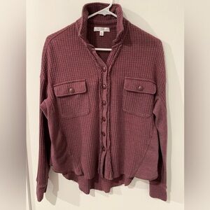 Daily Thread purple waffle knit shirt jacket